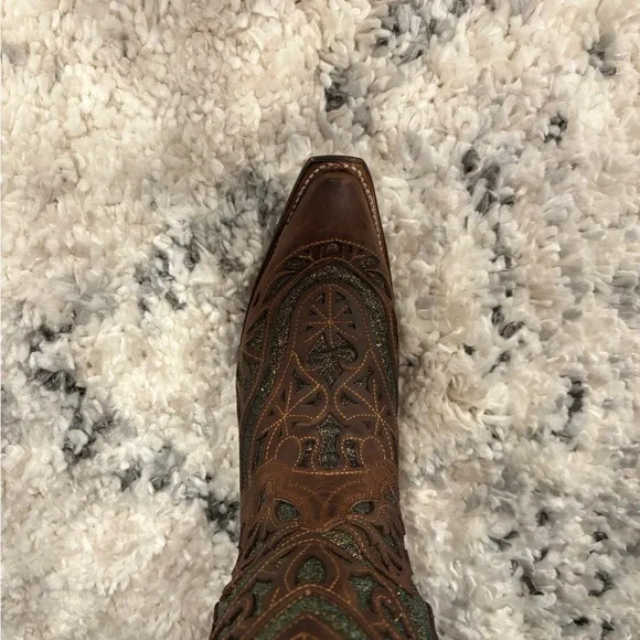 J.B. Dillon Glitter Inlay Western Leather Boots - Picture 5 of 6
